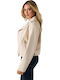Leather Women's Jacket for Winter Off White
