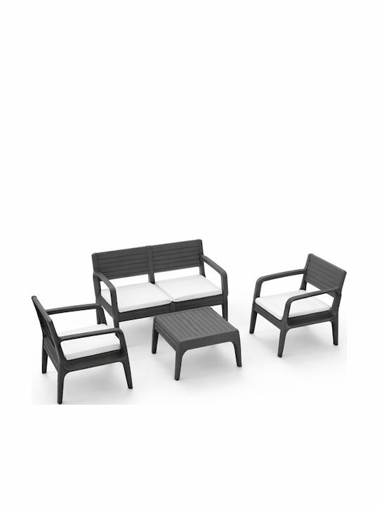 Garten- und Outdoor-Möbelsets Wohnbereich 4 Stück Anthrazit mit Kissen E2360