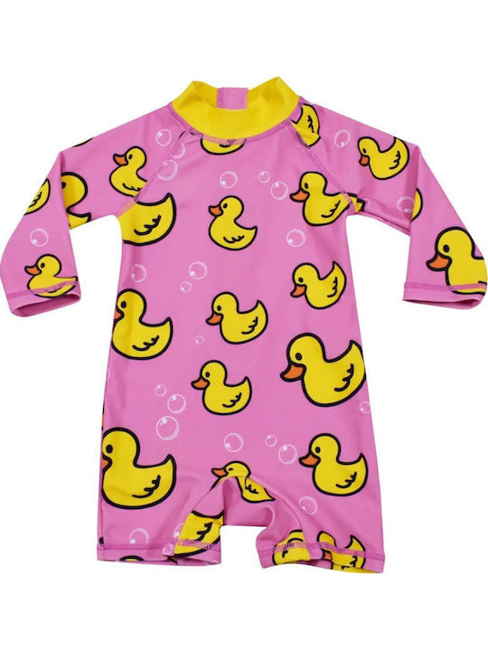 Tres Chic Kinder Badebekleidung Einteilig Mit Langen Ärmeln Rosa