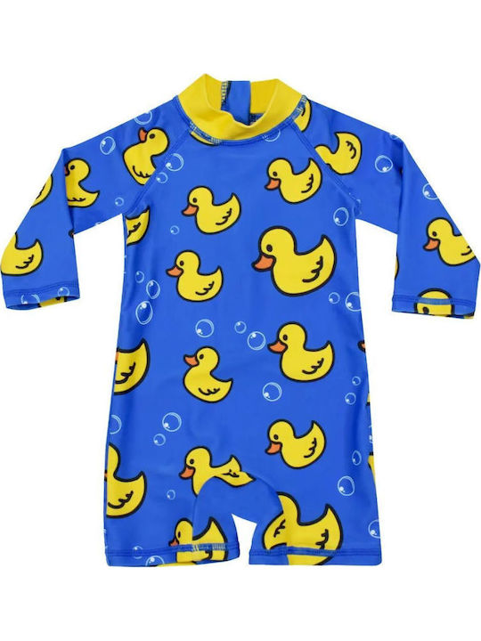 Tres Chic Kinder Badebekleidung Einteilig Mit Langen Ärmeln Blau