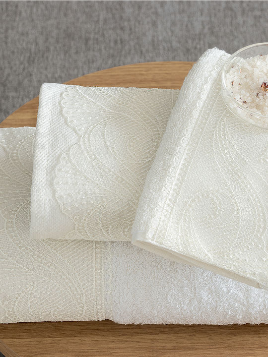 Palamaiki Set of Bath Towels 3 pcs Emy Ecru Wei...