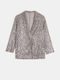 Short Kimono Blazer with Silver Sequins Size XL Silver