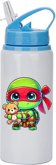 Kinder Trinkflasche Teenage Mutant Ninja Turtles 600ml Weiß Blau Deckel