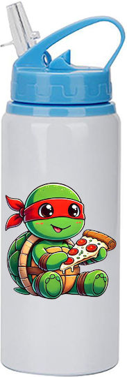 Kinder Trinkflasche Teenage Mutant Ninja Turtles 600ml Weiß Blau Deckel