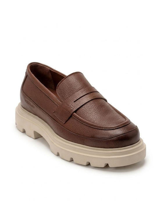 Δερμάτινα Ανδρικά Loafers σε Ταμπά Χρώμα