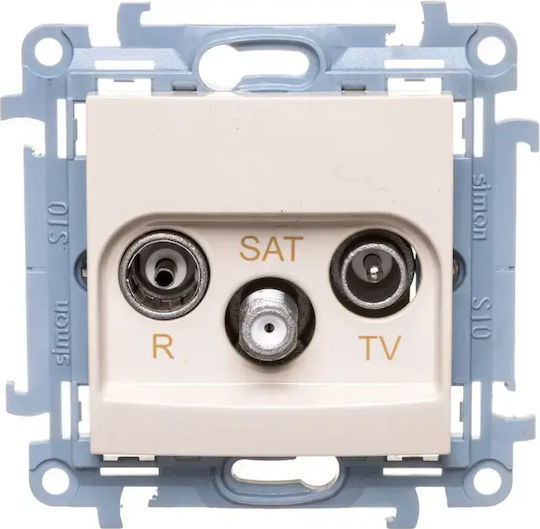 Simon 10 ТВ Антена Гнездо R-tv-sat През Дупка Крем Ip20 Casp.01/41