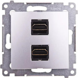 Simon 54 Dual Hdmi Socket Matt Silver Dghdmi2.01/43