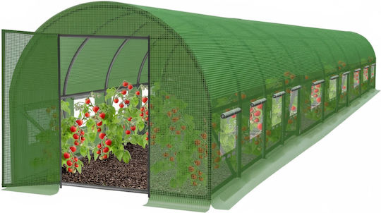 Seră De Grădină Tip Tunel Ramă Metalică 500x1000cm Verde 50mp Ușă Ramă Metalică