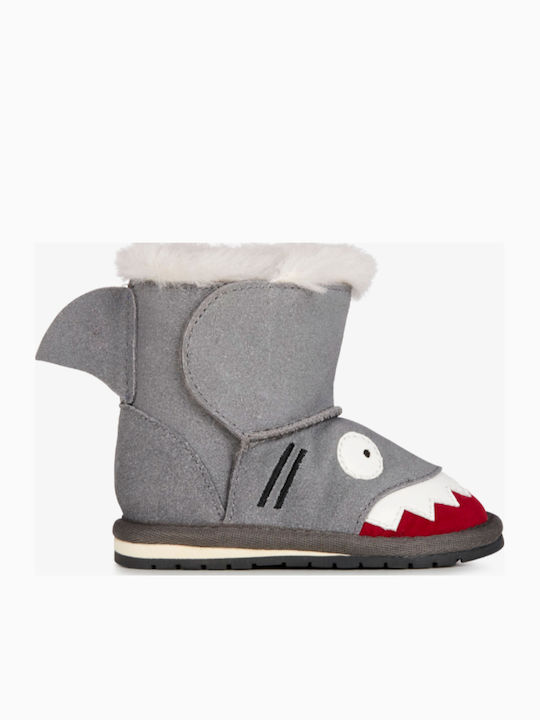 Emu Australia Leder Kinderstiefel mit Bügel- und Schleifenverschluss Grau