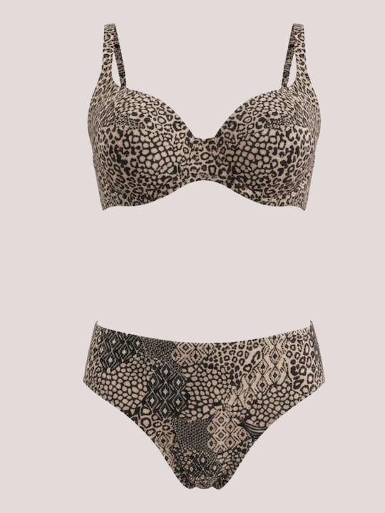 Set Bikini με Ελαφριά Ενίσχυση Ψηλόμεσο Animal Print