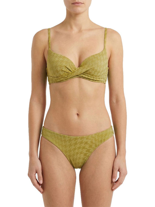 Γυναικείο Μαγιό Bikini Push-up Μπανέλα Pied-de-poule Πράσινο