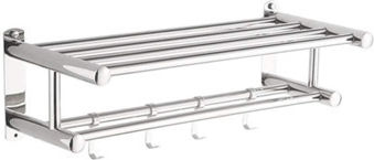 Conset Double Wall-Mounted Bathroom Shelf Unit with Screws Silver
