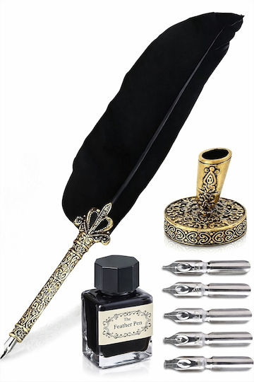 La Belle Maison Calligraphy Pen Set with Black Quill Black Ink D2058-3