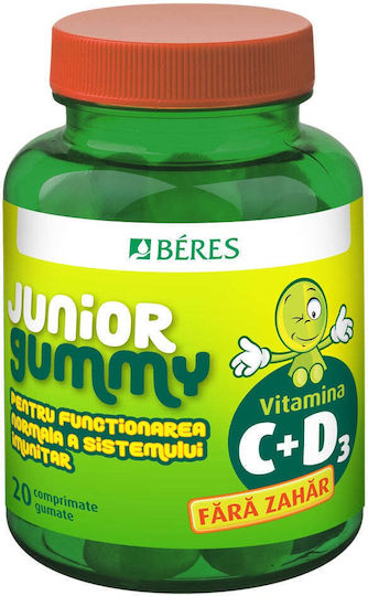 Béres Junior Gummy Vitamina pentru Întărirea Imunității, Piele și Acțiune Antioxidantă Aromă Lime 20 gummies