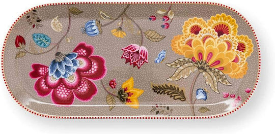 PiP Studio Blooming Tales Shallow Porcelain Multicolour Plate with Diameter 33cm