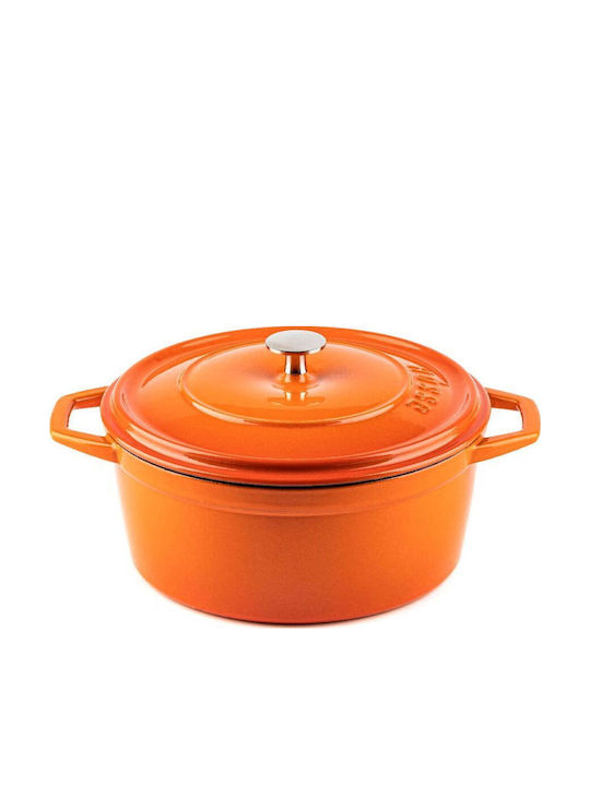Hosse Deep Cast Iron Pot 4.4l 24cm Orange