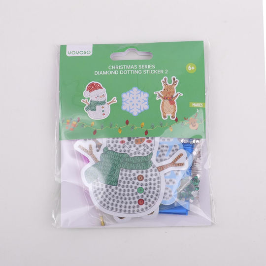 Diy Christmas Series Stickers with Rhinestones Snowmen 3 Pieces