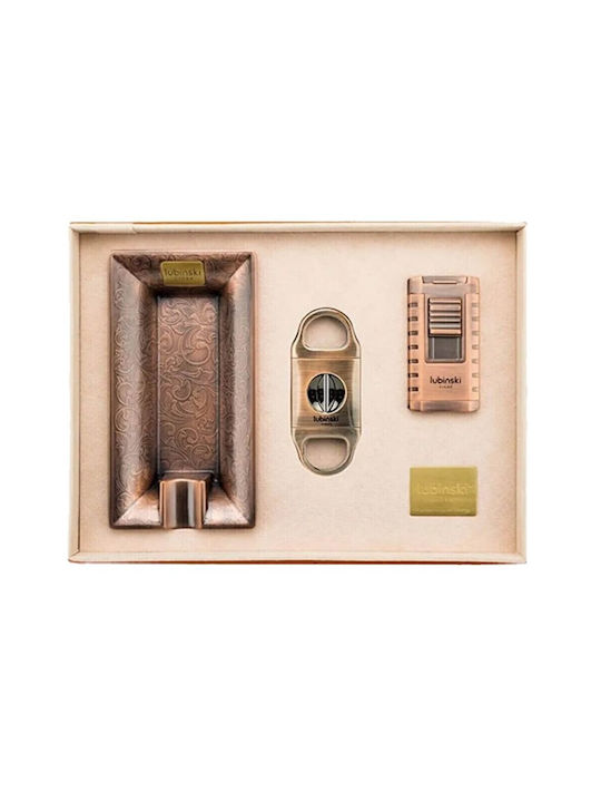 Lubinski Set Roz Auriu Brichetă 3xjet Punch Cenușar V-cut Cutter Lubinski Set Roz Auriu Brichetă 3xjet Punch Cenușar V-cut Cutter