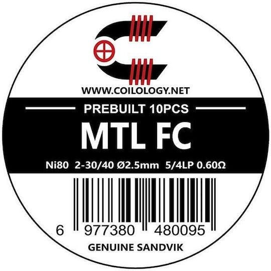 Coilology Mtl Fused Clapton Sandvik Ni80 10 Pts