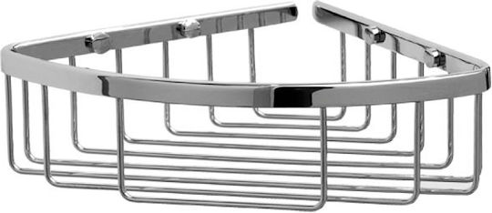 Import Hellas Γωνιακή Επιτοίχια Ραφιέρα Μπάνιου Μεταλλική 21x21.5x7.5cm Ασημί