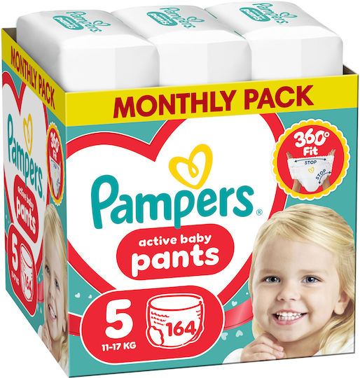 Pampers Diaper Pants Active Baby Pants Monthly Pack No 5 for 12-17kg 164 Pieces