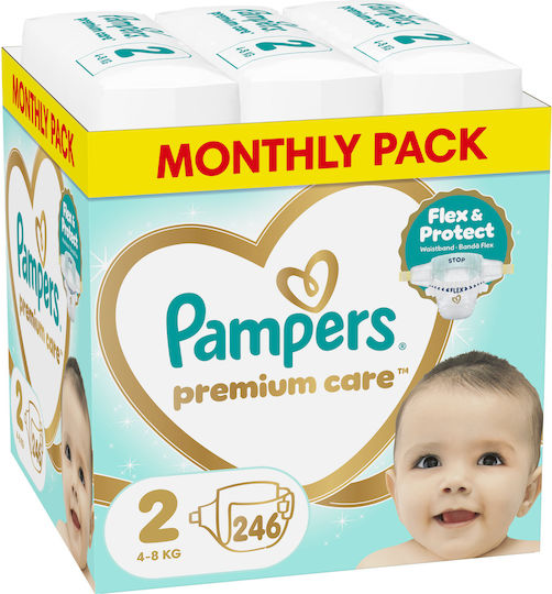 Pampers Πάνες με Αυτοκόλλητο Premium Care Monthly Pack No. 2 για 4-8kg 246τμχ
