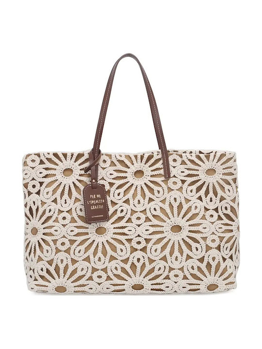 Fabric Women's Shoulder Bag Beige