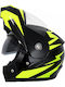 FIXATO Neva Black/Green Motorcycle Helmet Flip-Up ECE 22.06 with Sun Visor