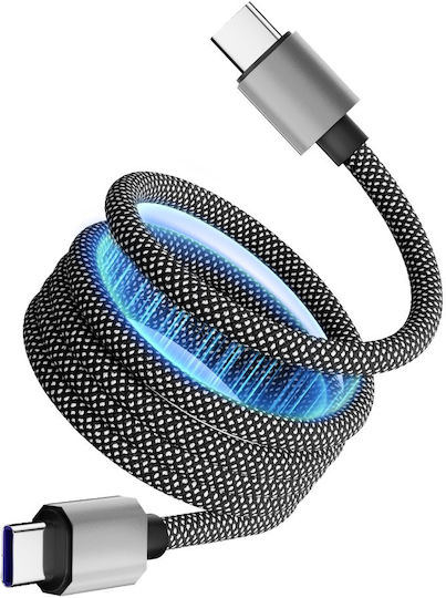 ATC Magnetic / Braided USB 2.0 Cable USB-C male - USB-C 65W Μαύρο 1m 20.003.0009