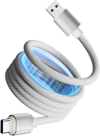 ATC Magnetic Braided USB 2.0 Cable USB-C Male to USB-A 66W White 1m 20.003.0014
