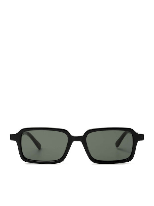 Faos Unisex Sonnenbrillen mit Schwarzem Rahmen und Grüner Linse 1235706