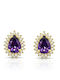 Paraxenies Gold Plated Silver Stud Earrings with Purple Stones