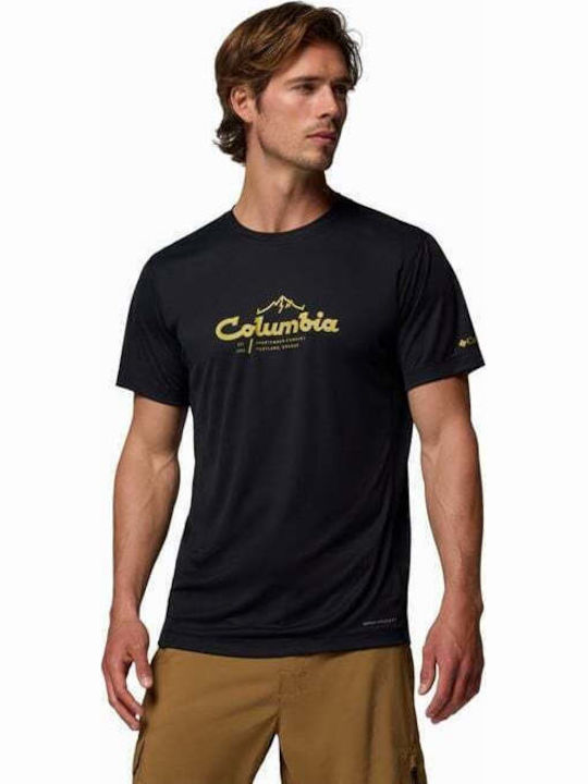 Columbia Athletic T-Shirt Black Scripted Peaks