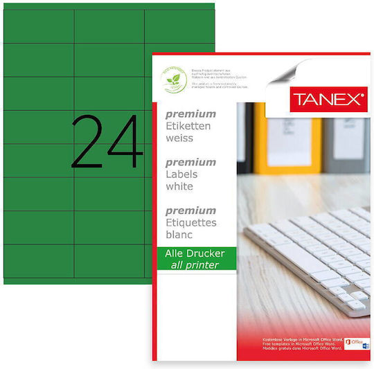 Tanex Selbstklebende A4 Etiketten Rechteckig 64x34mm