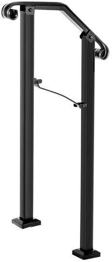 Vivatechnix Balustrade 1-2 Außenstufen Schwarzer Stahl 30 Cm Abstand Zwischen Pfosten Verstellbarer Winkel Installationskit
