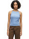 Damen Sommer Baumwoll-Ärmellose Hellblaue Bluse