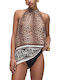 Women's Sleeveless Top Animal Print Beige-Brown VA6051TS123 V9789