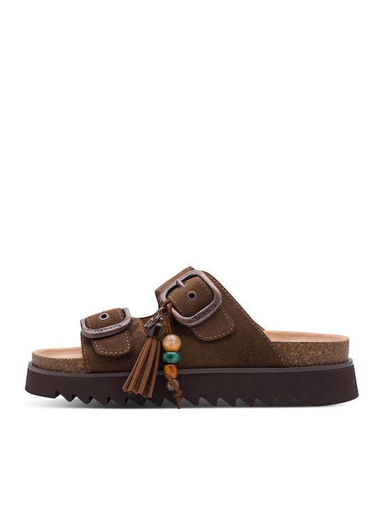 Damen Flache Sandalen Braun