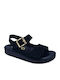 Leather Women's Flat Sandals Black