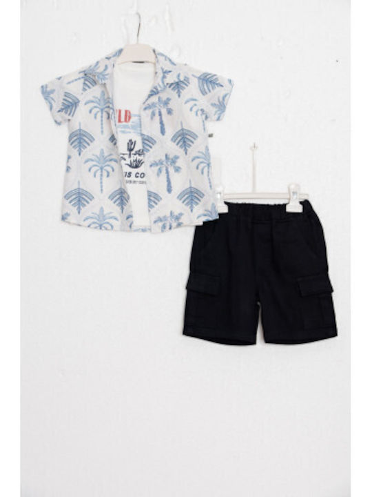 Restart Kids Set With Shorts Summer 3 Pieces White