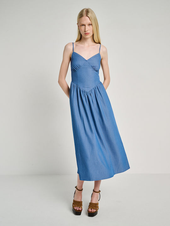 Staff Sommer Midi Damenkleid Denim Indigo