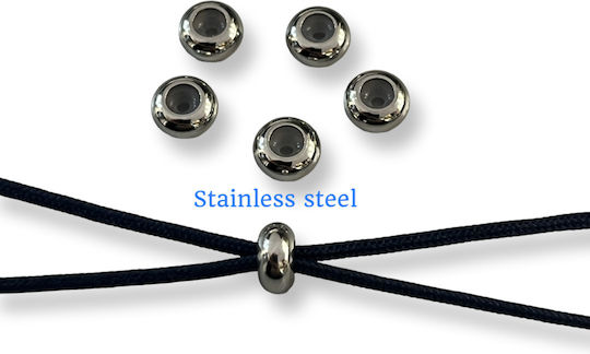 Steel Silver Bead Cap Clasp Silicone 7x4mm 12 Pieces