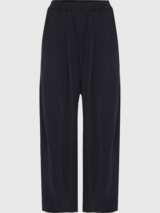 Funky Buddha Damen Hochgeschnittene Stoff Pantaloona mit Gummiband Schwarze