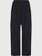 Pantaloni Dama High Rise Largi Cu Cauciuc În Linie Balloon Negri