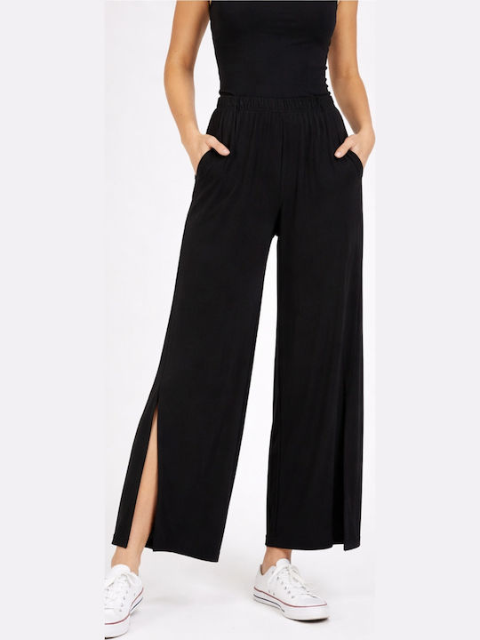 Women's Pantaloons with Rubber Band in Loose Fit Black