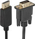 Aoweixun DisplayPort Cable Male to VGA Male 1.5m Black