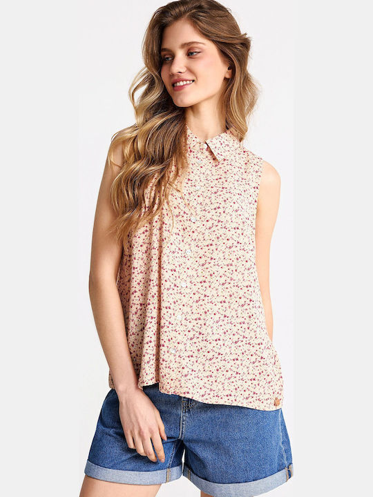 Funky Buddha Sleeveless Women's Shirt Orange Fl...