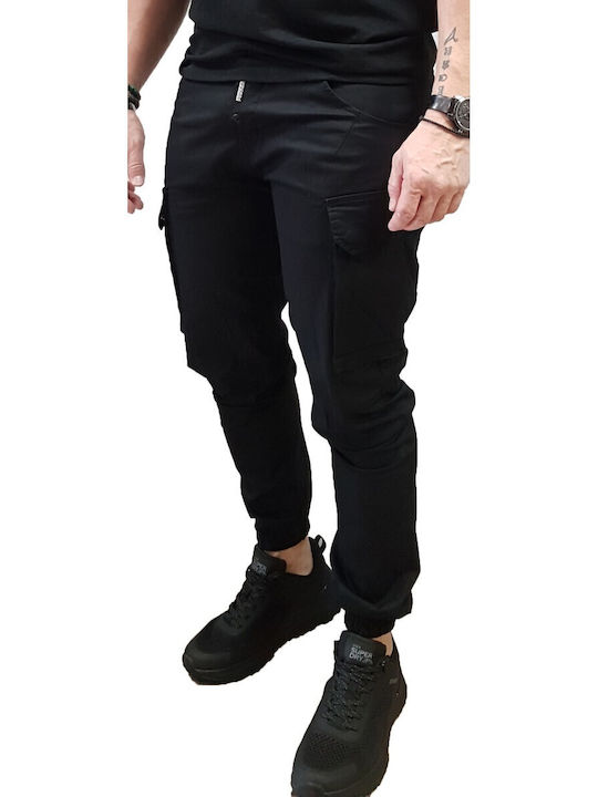 Cover Jeans Cargo Pants Elastic Slim Fit Black
