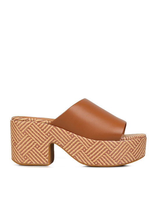 Fitflop Women's Mules with Chunky High Heel in Brown Color