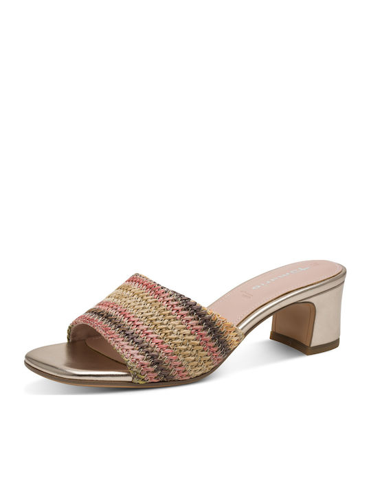 Tamaris Mules With Low Heel In Pink Colour